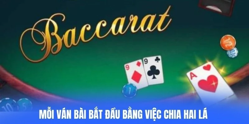 Mỗi ván bài bắt đầu bằng việc chia hai lá cho cửa Player và Banker