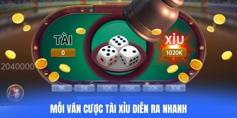 Mỗi ván cược tài xỉu diễn ra nhanh, đòi hỏi người chơi phải tập trung cao